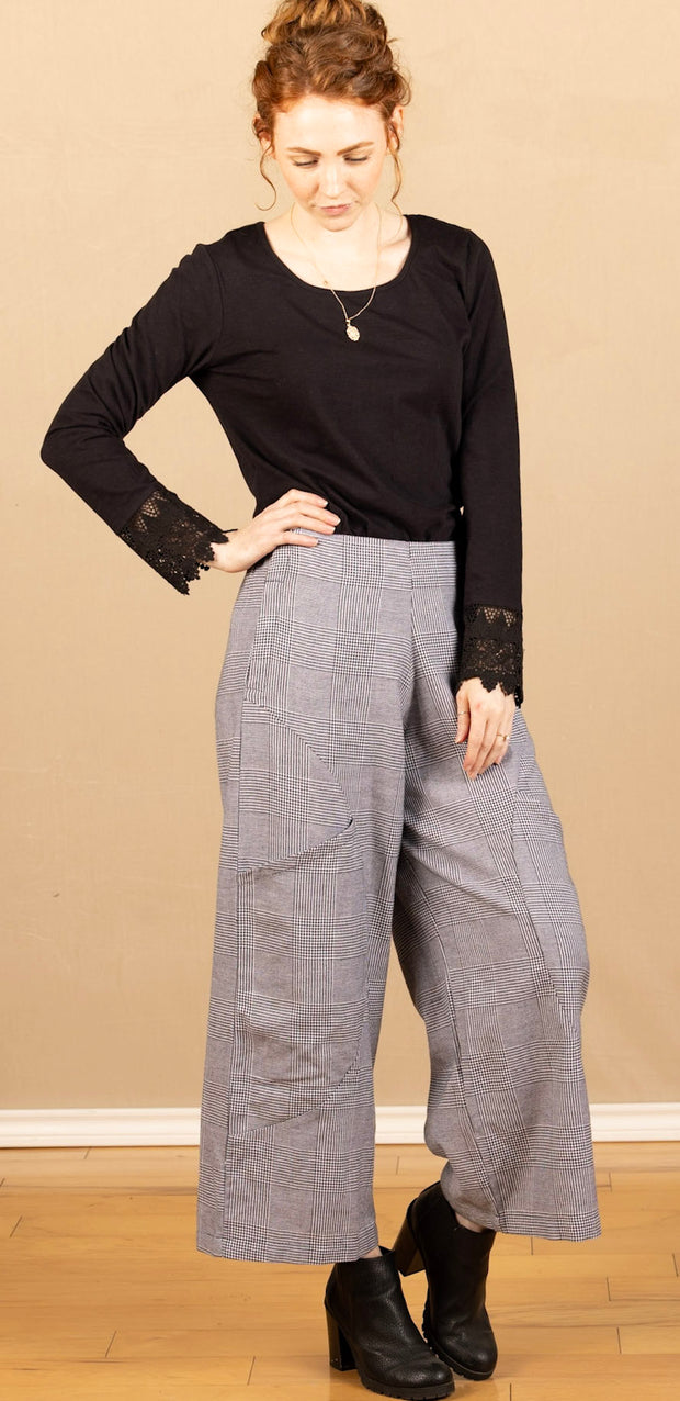 Porsha Plaid Pant Black/W Avalon