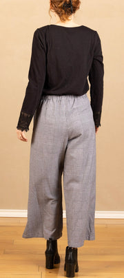 Porsha Plaid Pant Black/W Avalon