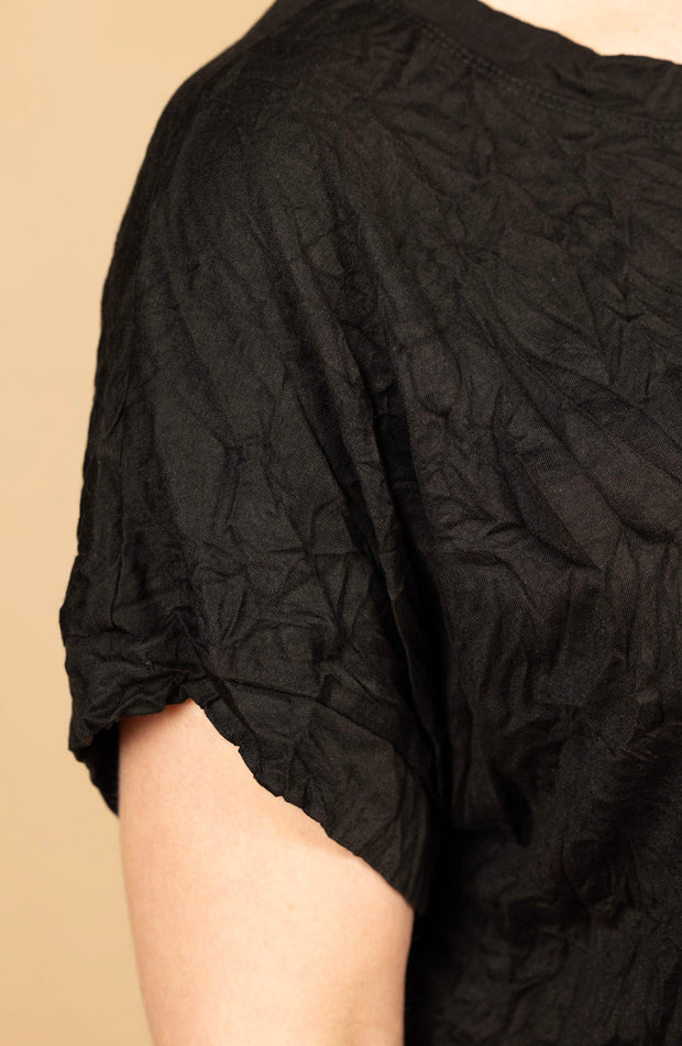 Crinkle Solid Dolman Sleeve Black