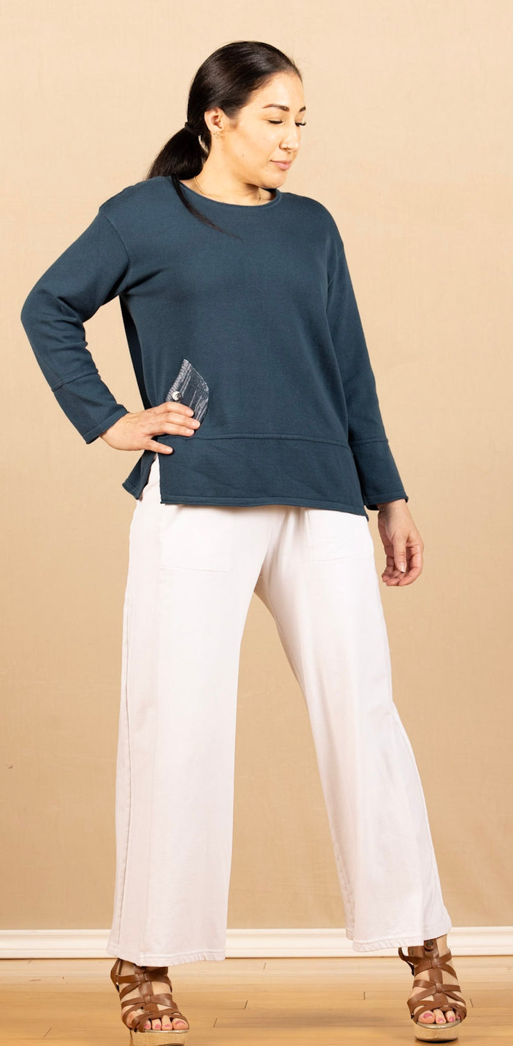 Fleece Wide Leg Pant Cream