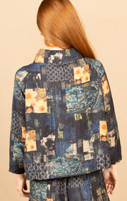 One Button Jacket Navy Print