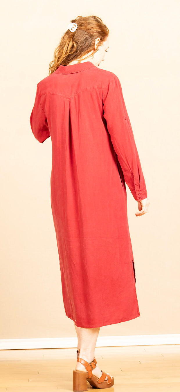 Western Yoke Duster Dress Ruby Red