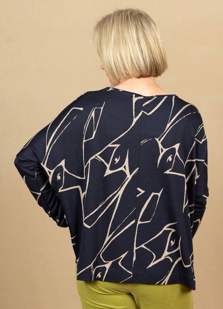 Barr Top Navy Blazer Print