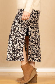 Side Slit Bias Maxi Skirt Ditsy Floral Print