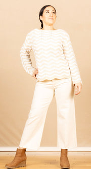 Boat Neck Scallop Hem Sweater