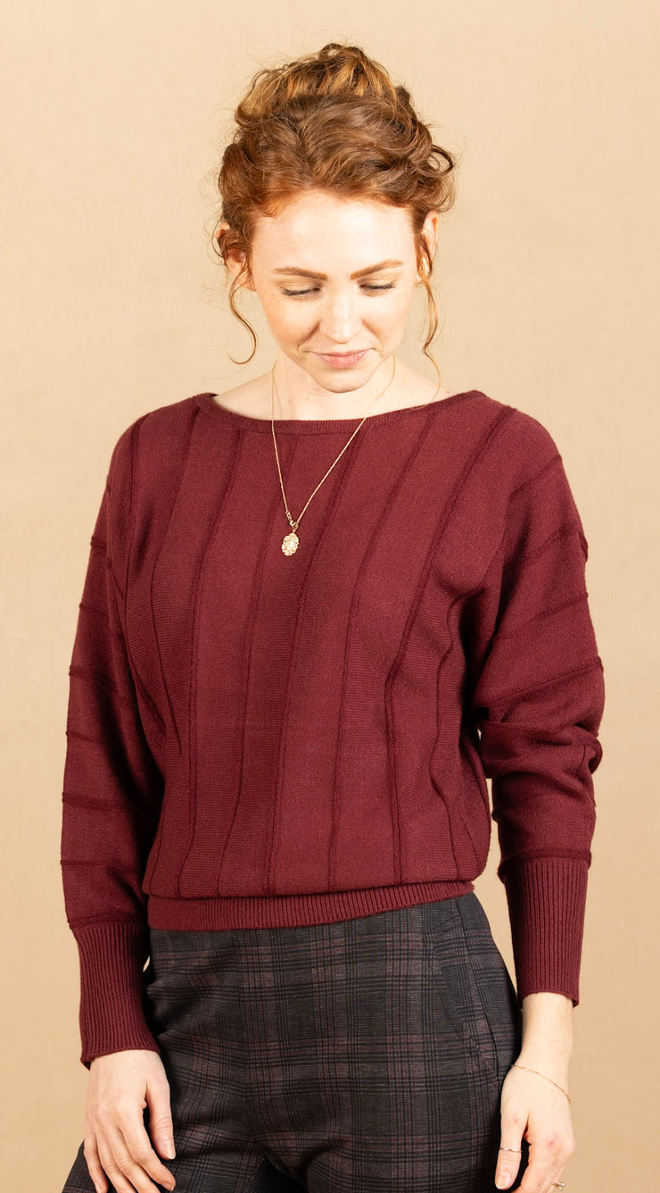 Long Sleeve Boat Neck Pinot Noir