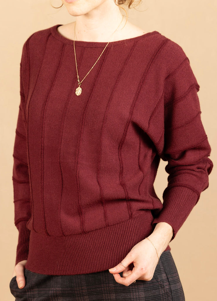 Long Sleeve Boat Neck Pinot Noir