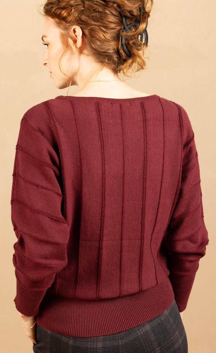 Long Sleeve Boat Neck Pinot Noir