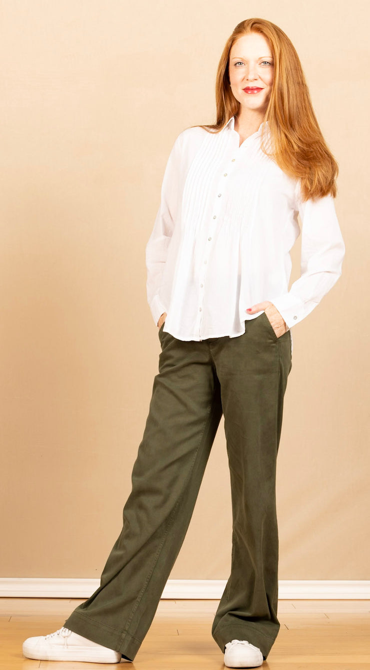 Pintucked Flowy Shirt White