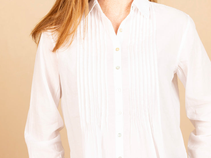 Pintucked Flowy Shirt White