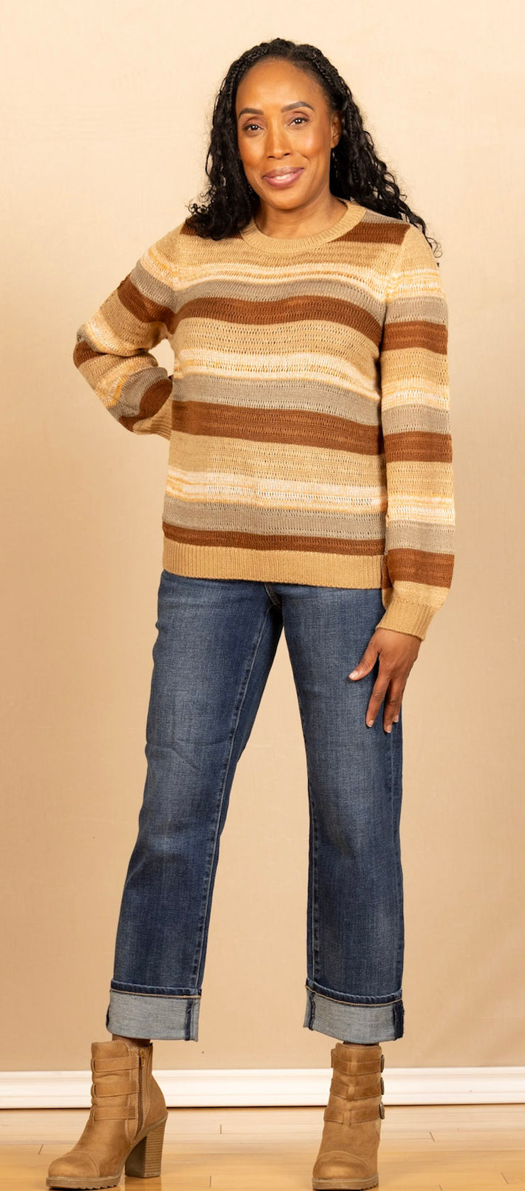 Long Sleeve Crew Neck Sweater Jasper Multistripe