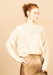 Slouchy sweater Ivory Gold Shimmer