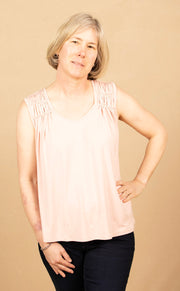 Sleeveless Shirred Tee Soft Pink