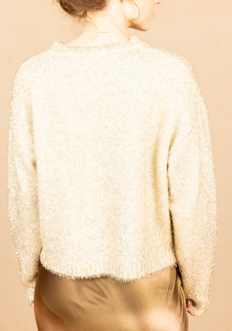 Slouchy sweater Ivory Gold Shimmer