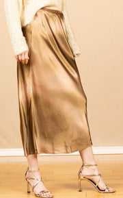 Nora Midi Bias Skirt Gold Gradient Print