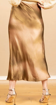 Nora Midi Bias Skirt Gold Gradient Print