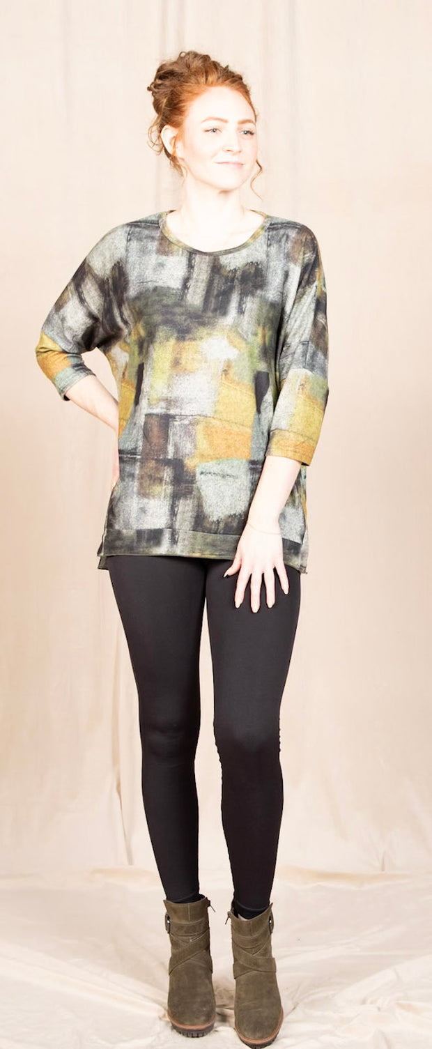 Dolman Sleeve Top Green Print
