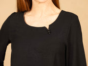 Solid Air Flow Button Tunic Black