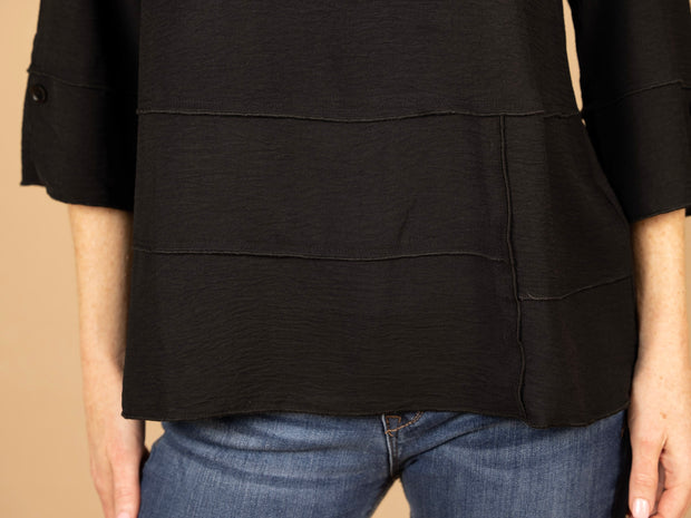 Solid Air Flow Button Tunic Black