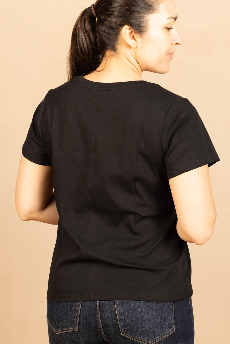 Scoop Neck Short Sleeve Tee Black