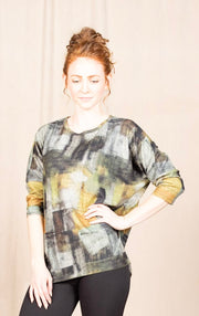 Dolman Sleeve Top Green Print