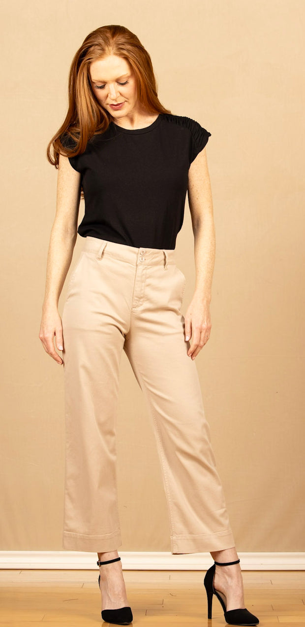 Saige Wide Leg Crop Light Khaki