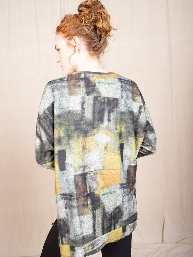 Dolman Sleeve Top Green Print