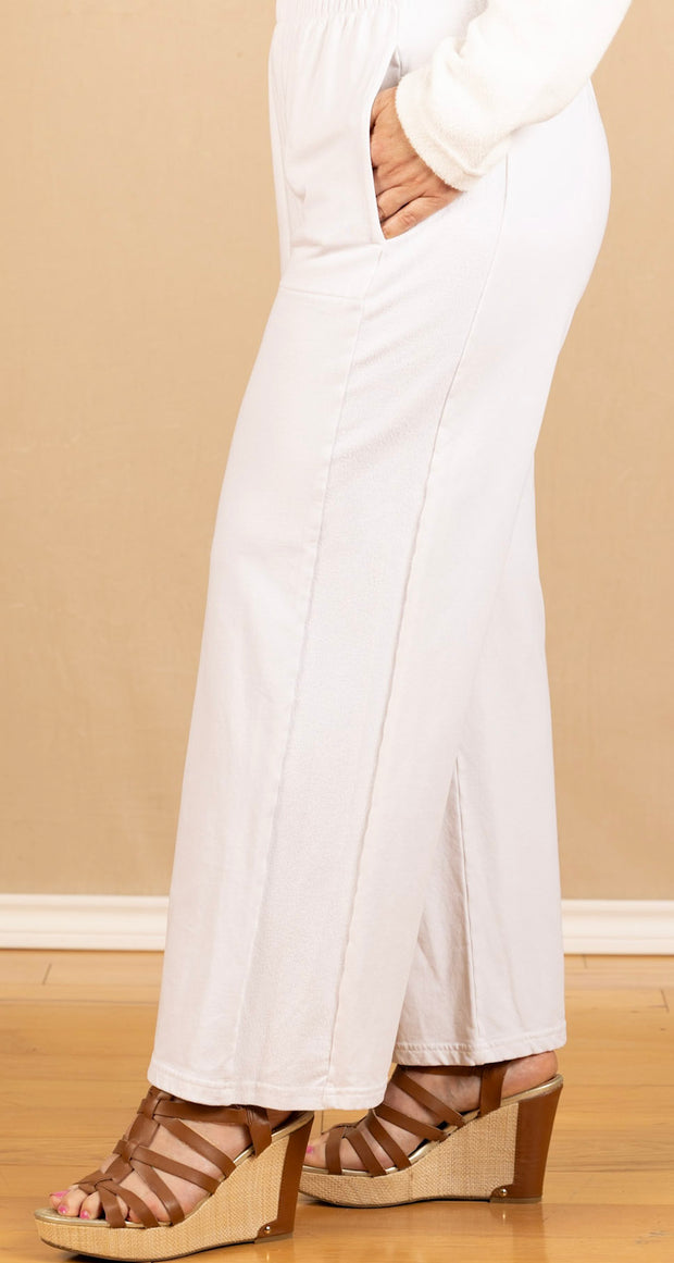 Fleece Wide Leg Pant Cream