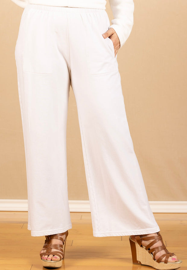 Fleece Wide Leg Pant Cream