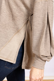 Pleated Sleeve Pullover Khaki
