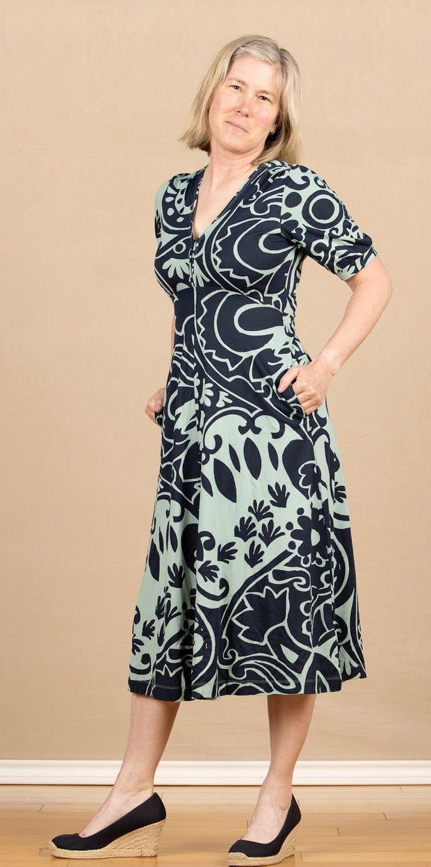 Megan Jersey Dress Green Print