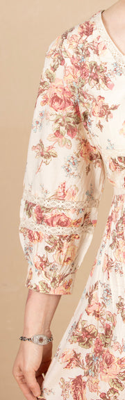 Victorian Rose Dress Ecru