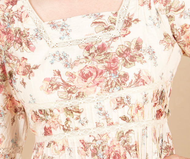 Victorian Rose Dress Ecru