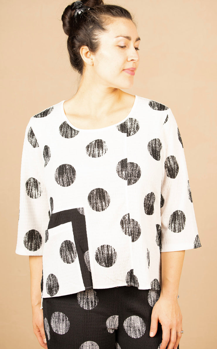 Crinkle Puffer Moon Tunic White
