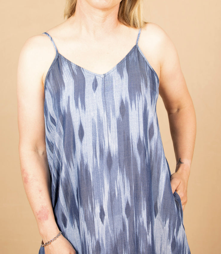 Spaghetti Strap Maxi W/Pockets Watercolor