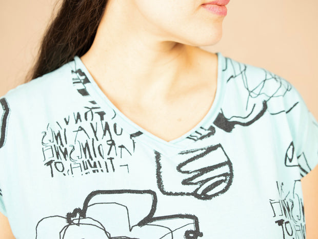 V Neck Top Teal