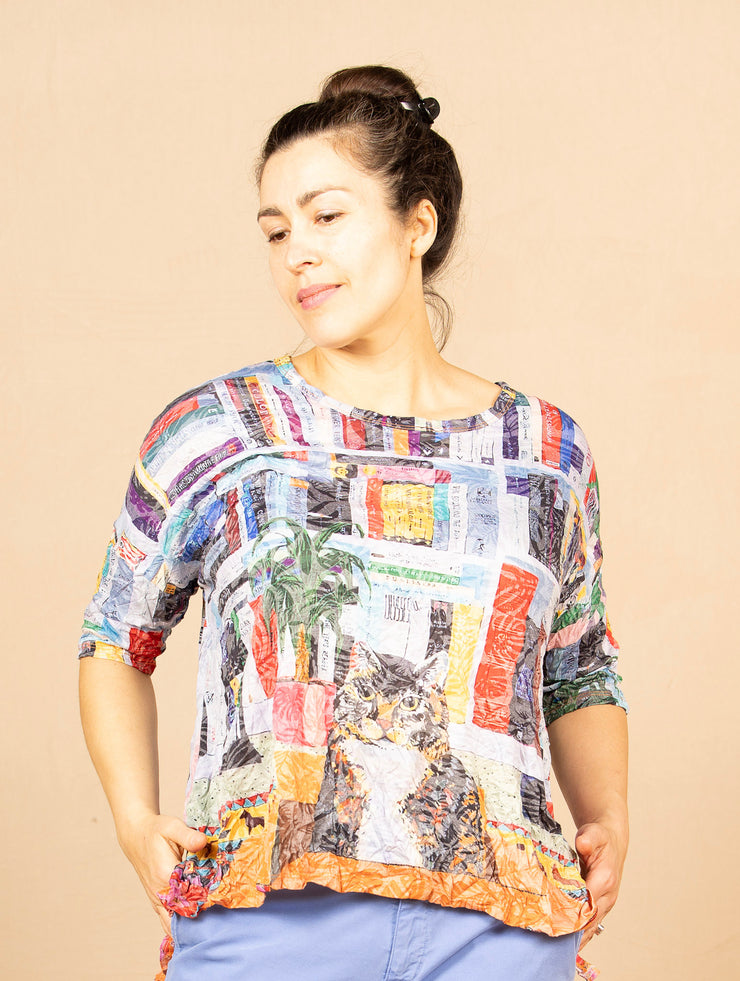 Crinkle Dolman Sleeve Top Cat