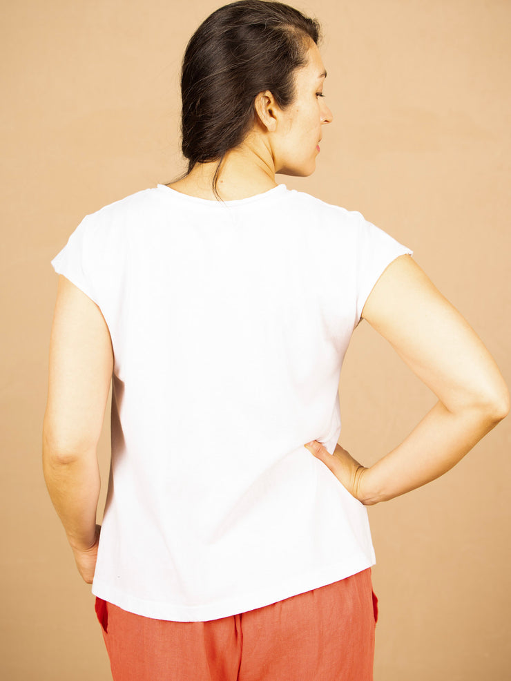 V Neck Tee White
