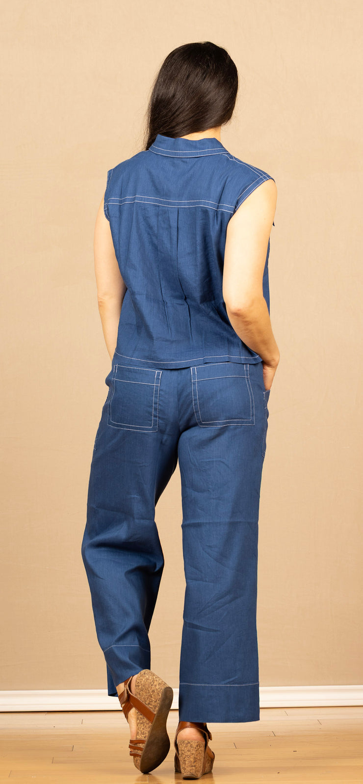 Sleeveless Cargo Shirt Goddess Blue
