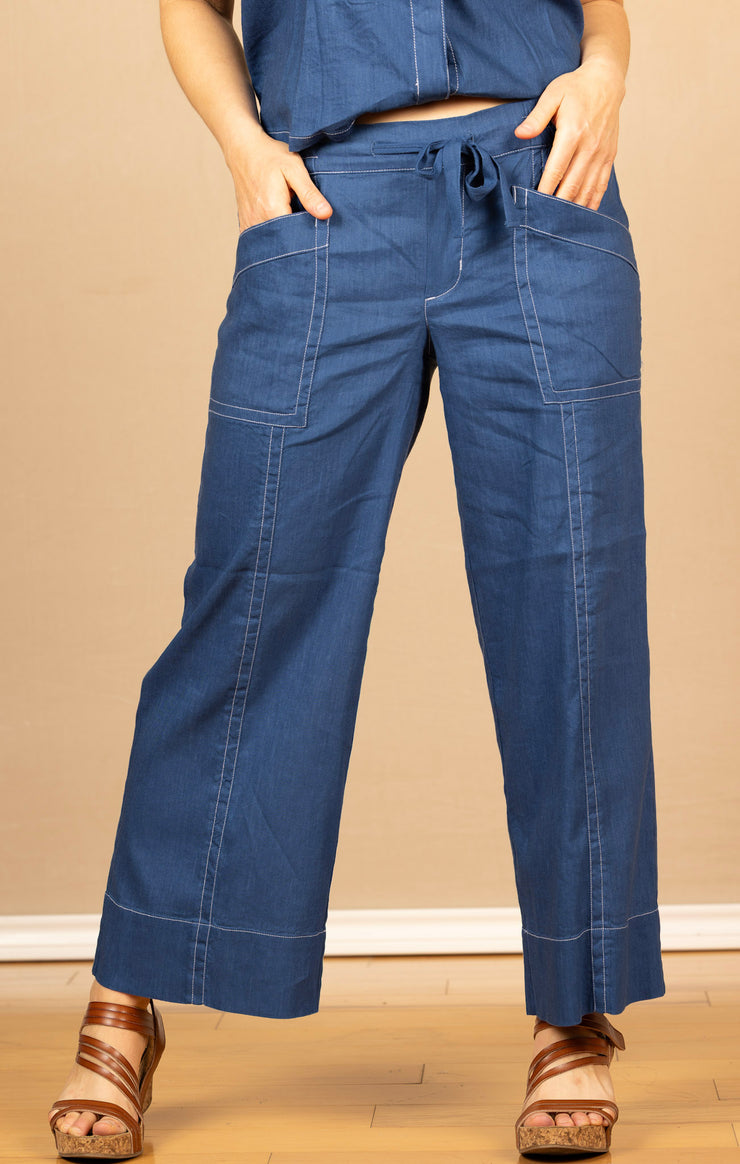 Pull On Drawstring Wide Leg Goddess Blue
