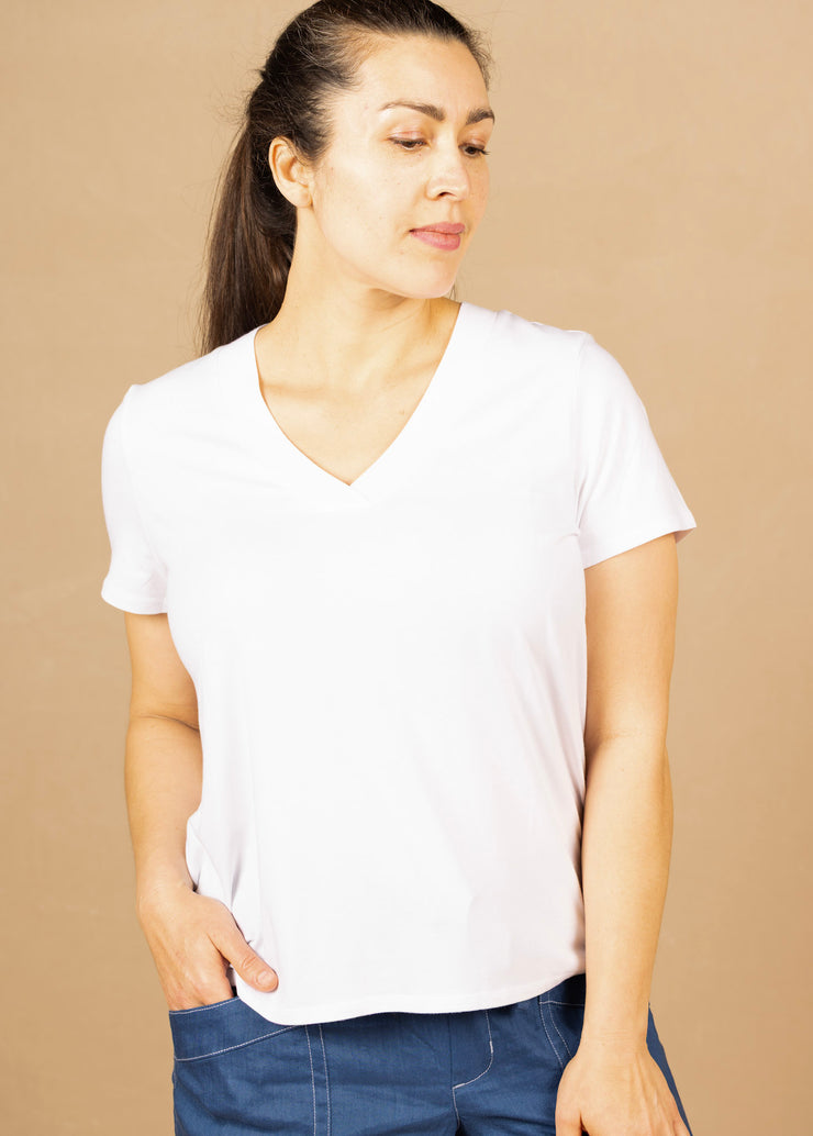 Short Sleeve Knit Tee W/Placket White