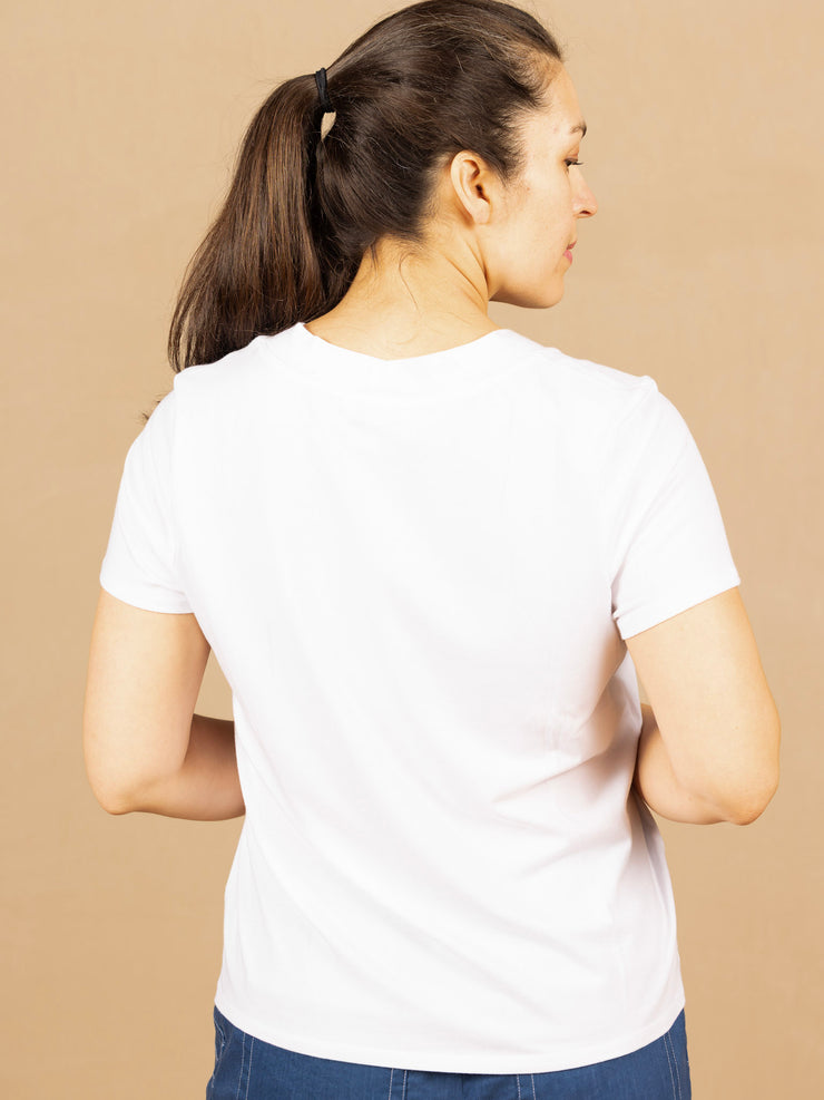 Short Sleeve Knit Tee W/Placket White