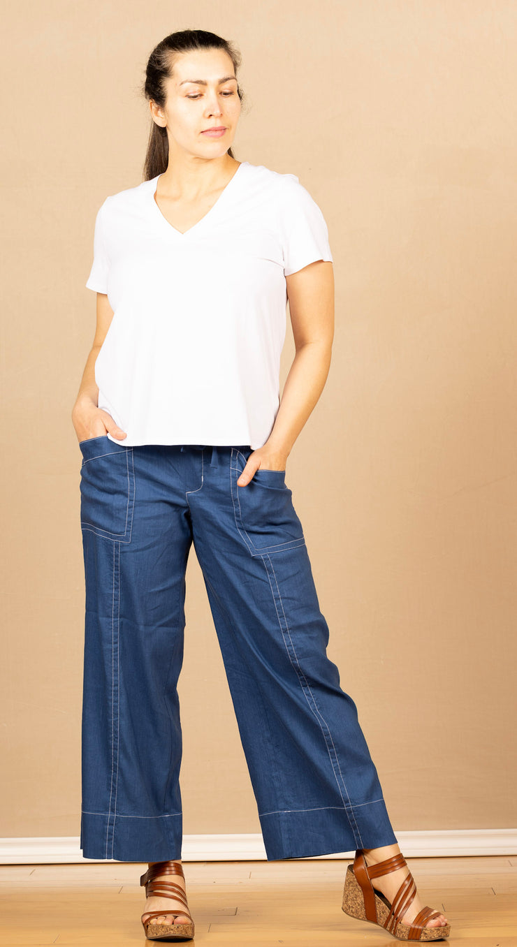 Pull On Drawstring Wide Leg Goddess Blue