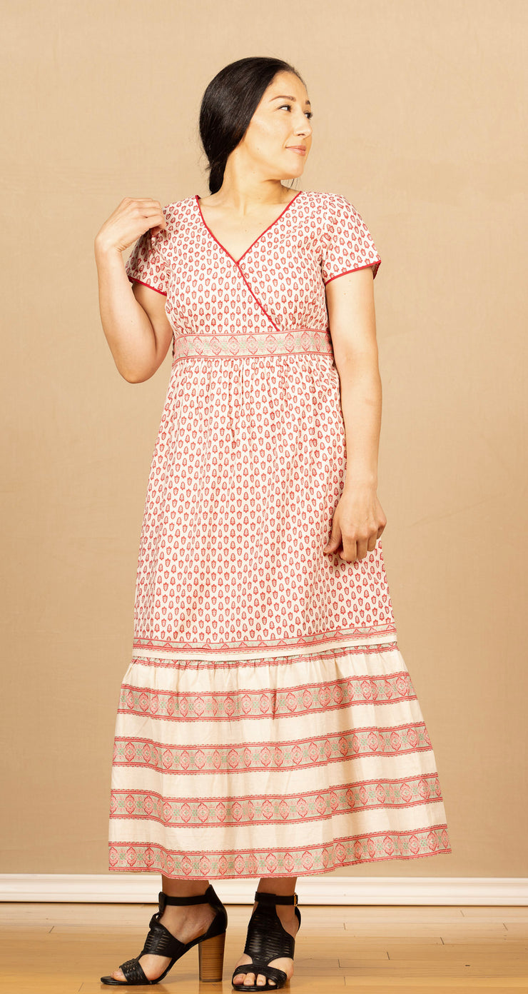 Provence Hostess Dress Ecru Pink