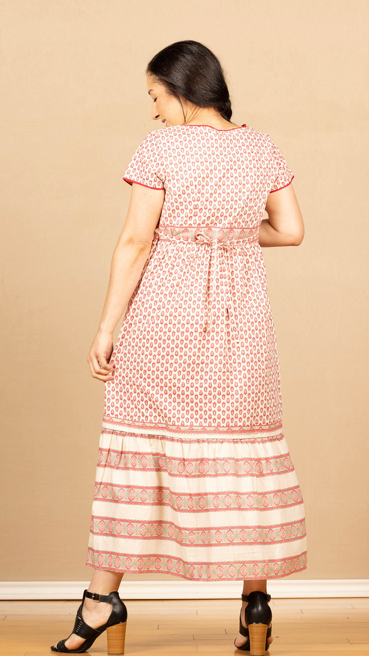 Provence Hostess Dress Ecru Pink