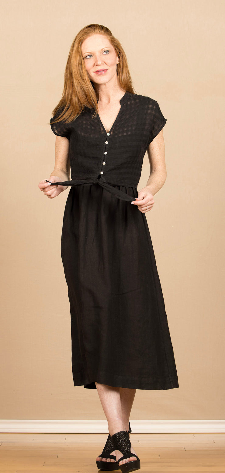 Short Sleeve Tie Front Top Black