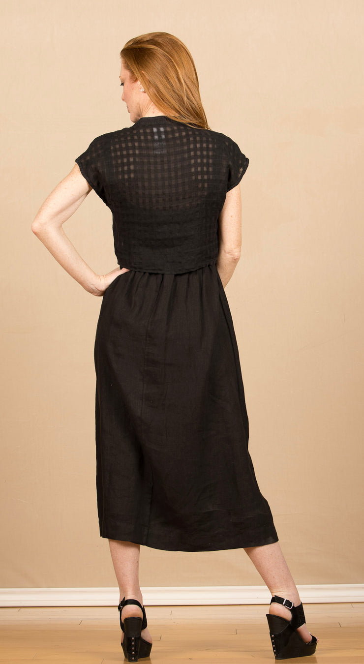 Short Sleeve Tie Front Top Black