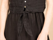 Short Sleeve Tie Front Top Black