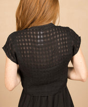 Short Sleeve Tie Front Top Black