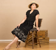 Short Sleeve Tie Front Top Black